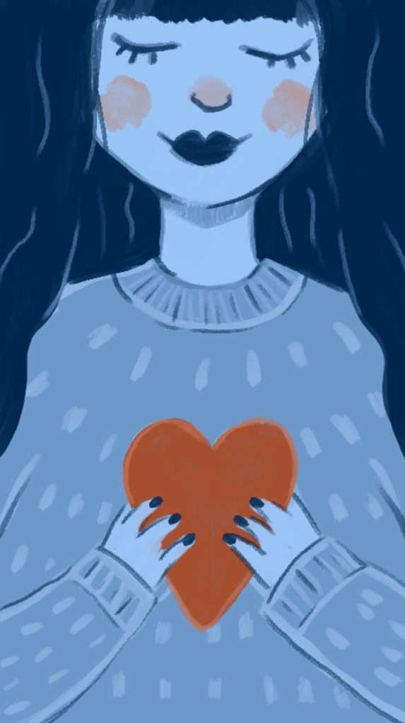 Love yourself - blue illustration